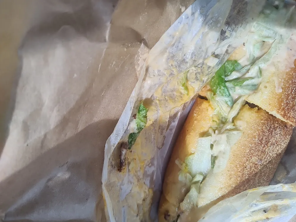 Philly Cheesesteak Sandwich w Lettuce and Cheese Whiz